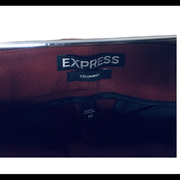 EXPRESS Columnist Straight Trousers/Pants With Pockets Maroon Red Size 6R - Picture 7 of 11